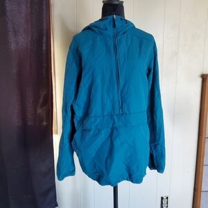 Duluth Trading Company Windbreaker Teal With Pouch Pocket And Hood Size L